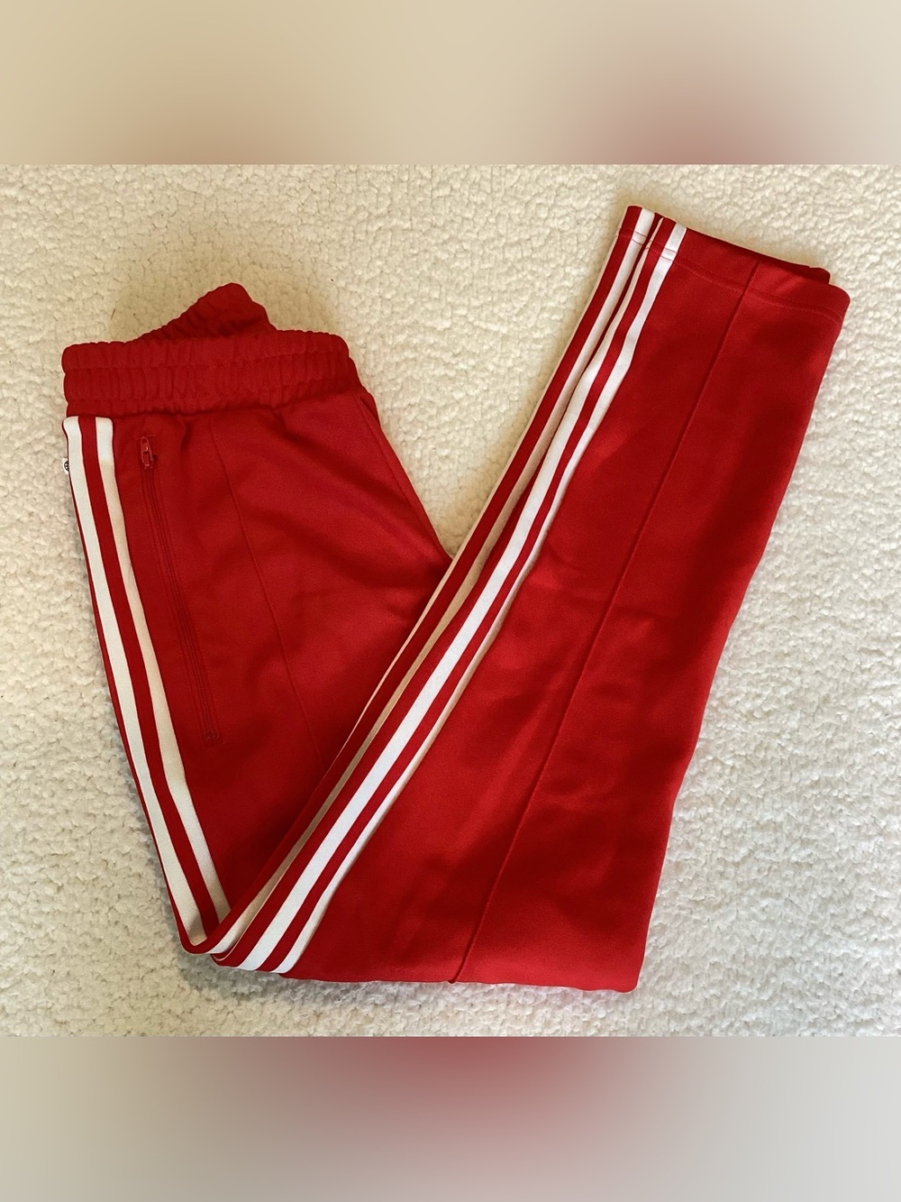 Adidas Originals Red 3 Stripe Track Pants Small Y2K Blokecore Retro
